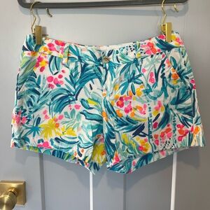 Lilly Pulitzer The Callahan Short Womens 10 Cotton Serene Blue Tippy Top Pockets